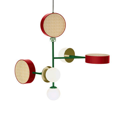 Colorful Multi-Head Glass & Iron Chandelier – Creative Restaurant Pendant – Duvencioglu