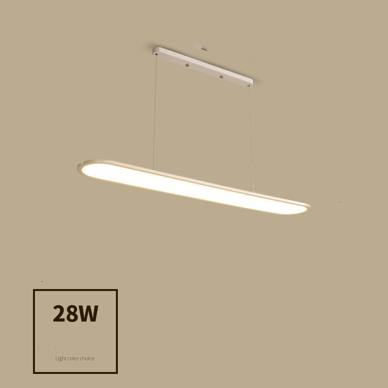 Linear Strip LED Chandelier – Modern Iron Pendant (White & Black) – Duvencioglu