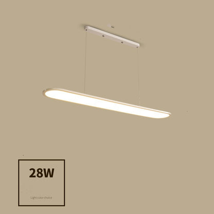 Linear Strip LED Chandelier – Modern Iron Pendant (White & Black) – Duvencioglu