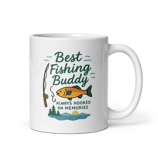 Fishing Buddy Dad Mug – Best Fishing Memories Design – Father&#39;s Day Gift for Fisherman Dad – Hooked On Memories Coffee Cup – Duvencioglu
