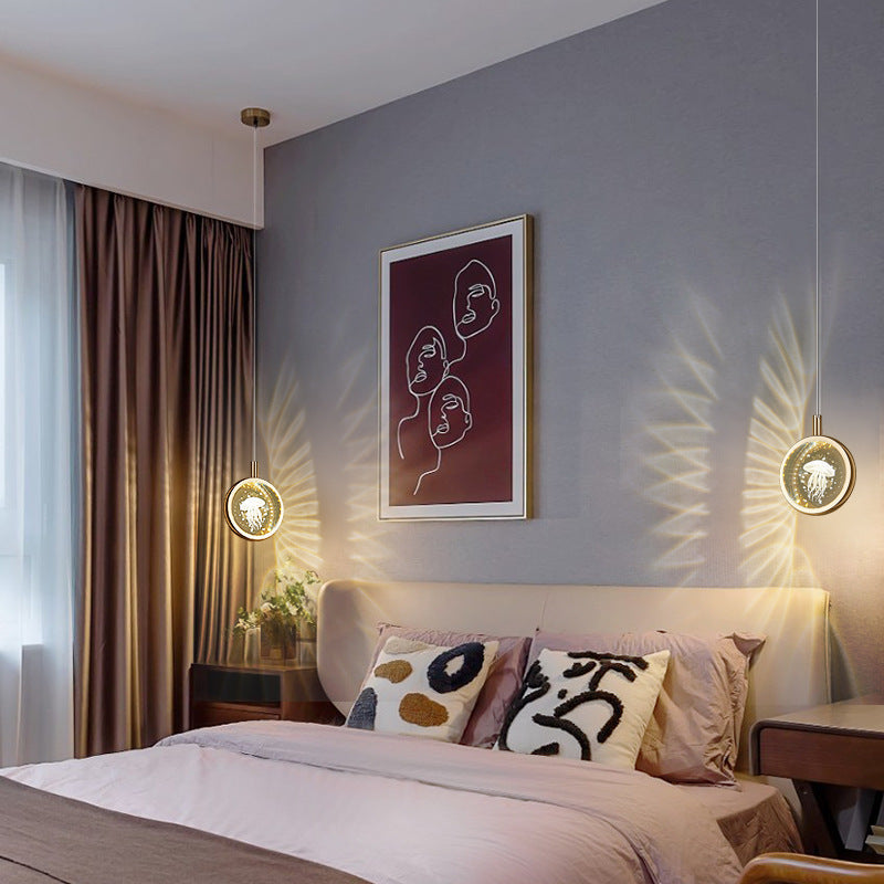 Jellyfish Nordic Crystal LED Bedside Chandelier – 120 mm Pendant – Duvencioglu