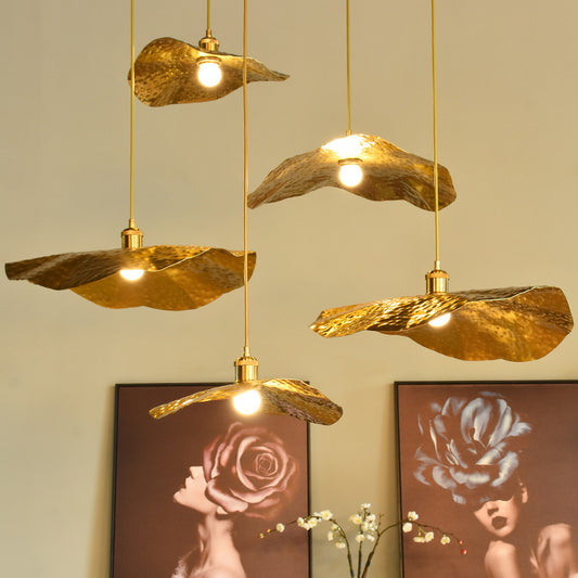 Postmodern Chinese Lotus Leaf Glass Chandelier – Stair & Tea Room Pendant – Duvencioglu