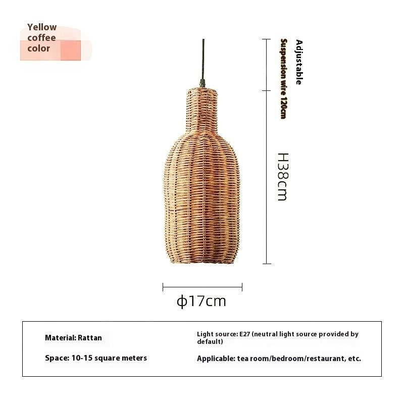 Nordic Handwoven Rattan Chandelier – Pastoral Pendant Light (Ø17×38 cm & Ø48×20 cm) – Duvencioglu