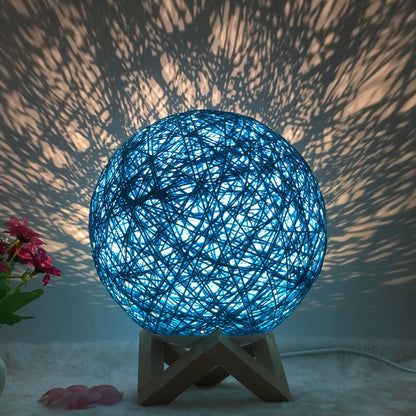 Creative Linen & Rattan Ball Table Lamp with Remote Control – Duvencioglu