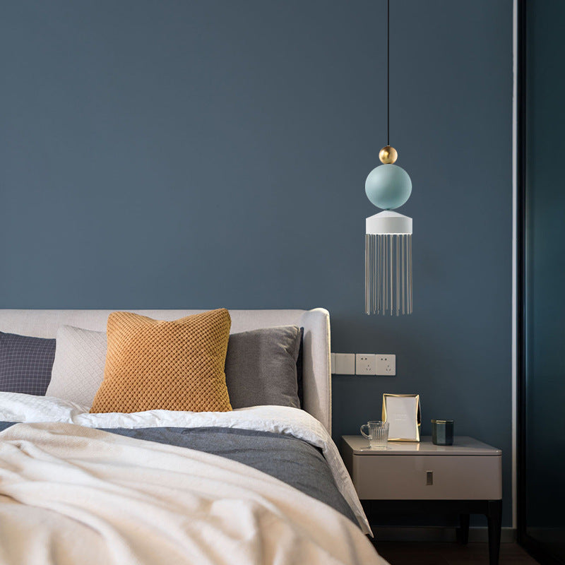 Glass Tassel LED Chandelier – Iron Pendant for Bedroom & Living Room – Duvencioglu