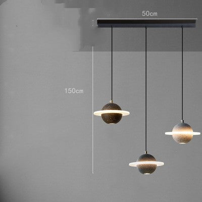 Modern Red Planet LED Chandelier – Single-Head Marble Pendant – Duvencioglu