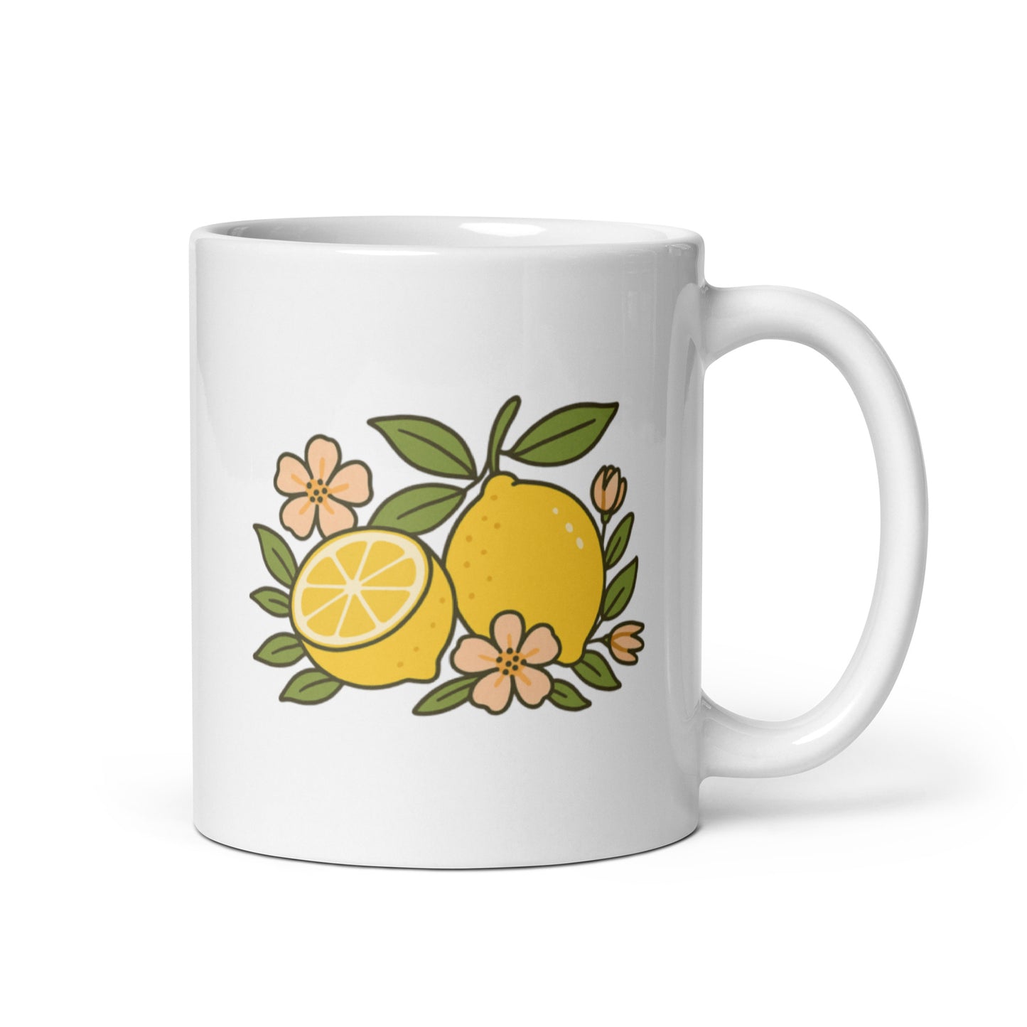 Fresh Lemons and Blossoms Mug – Bright Cheerful Kitchen Design – Cottagecore Aesthetic Coffee Cup – Summer Morning Gift Idea – Duvencioglu