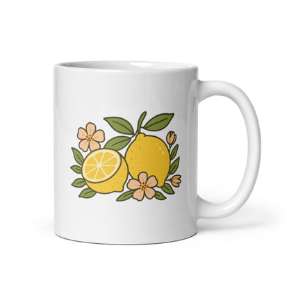 Fresh Lemons and Blossoms Mug – Bright Cheerful Kitchen Design – Cottagecore Aesthetic Coffee Cup – Summer Morning Gift Idea – Duvencioglu