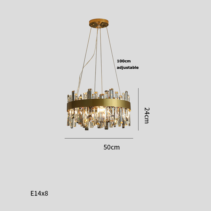 Stainless-Steel Crystal LED Chandelier – 8–20 Lights, 1 m Adjustable Pendant – Duvencioglu
