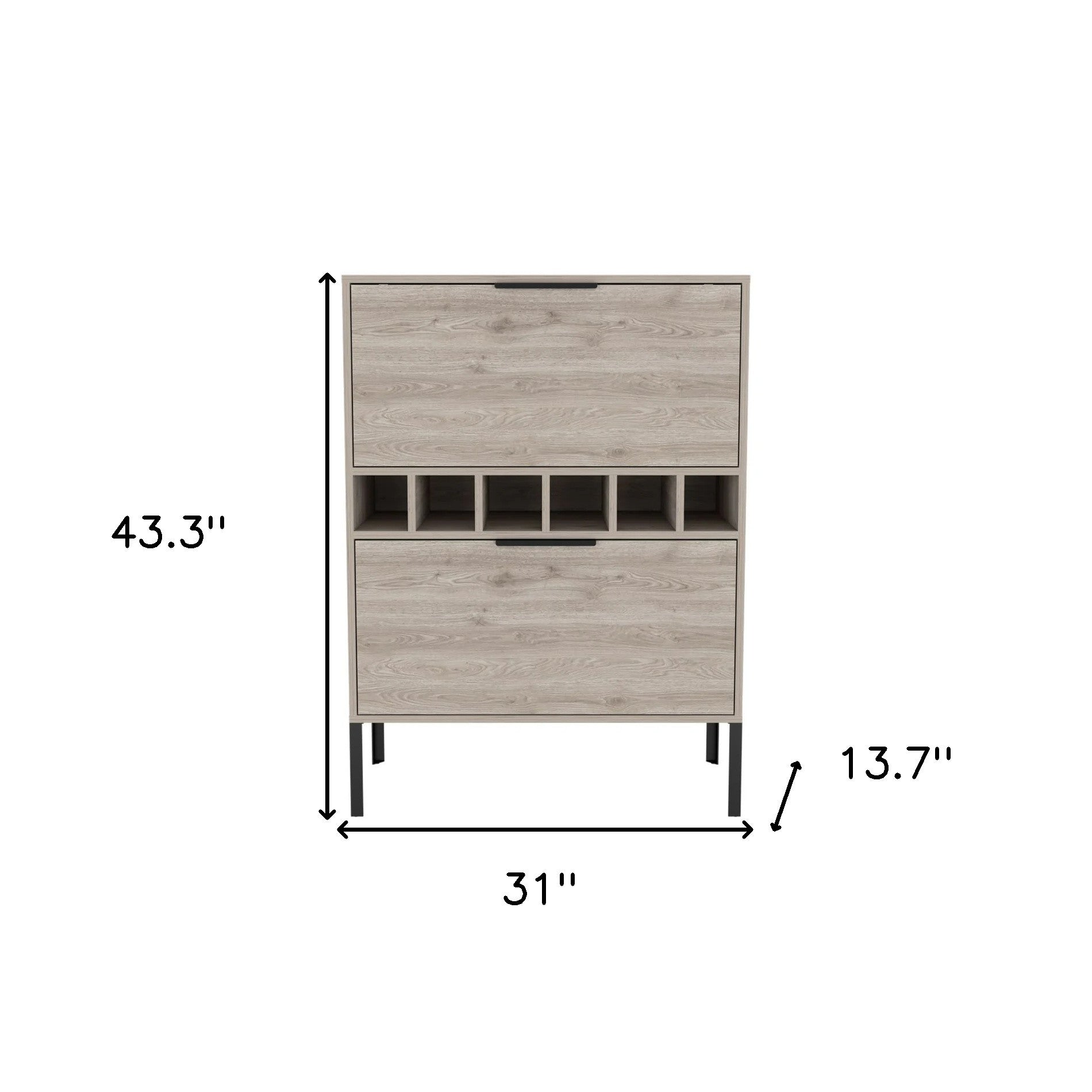 43" Modern Console Bar Cabinet - Light Gray & Black with Drop-Down Doors – Duvencioglu