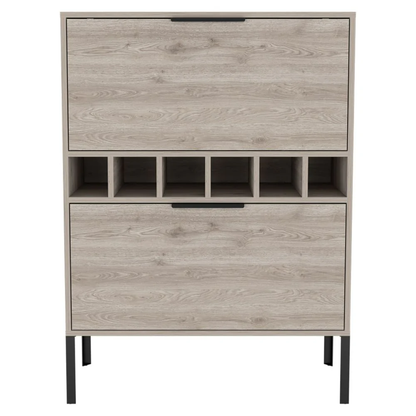 43" Modern Console Bar Cabinet - Light Gray & Black with Drop-Down Doors – Duvencioglu