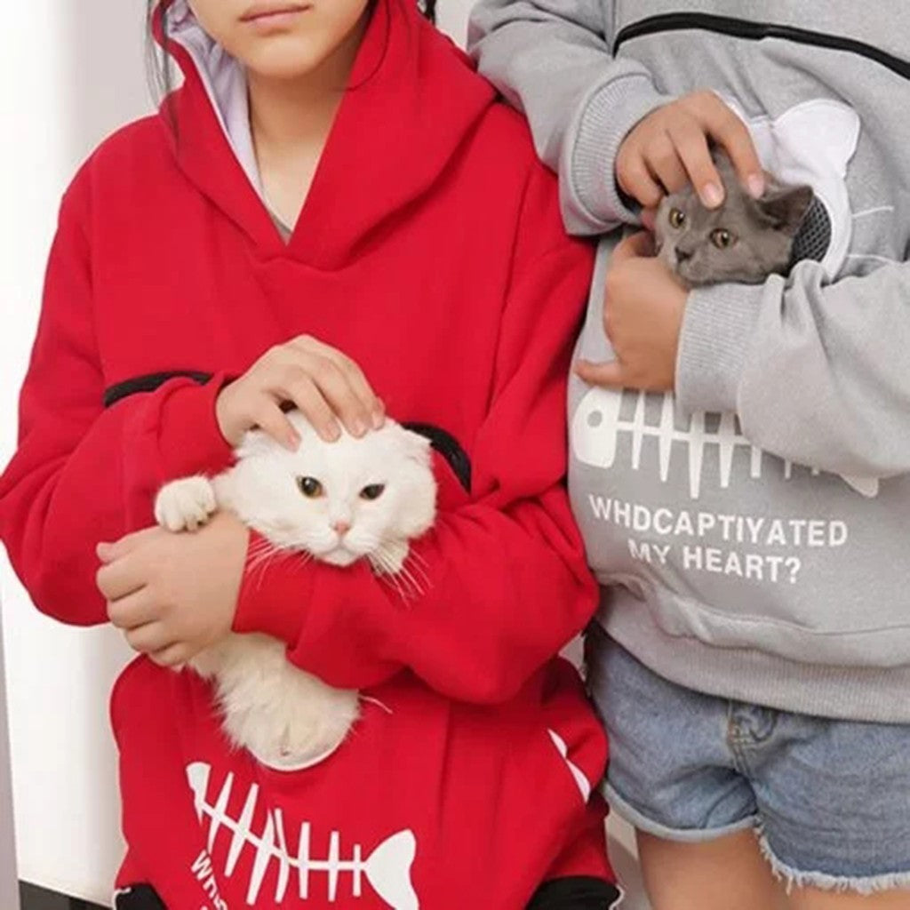 Women's Pet Holder Hoodie Sweatshirt - Cat & Small Dog Carrier Pocket Sweater – Duvencioglu