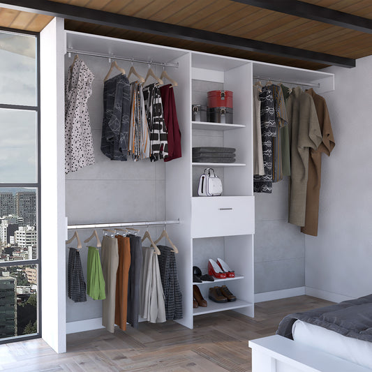 98" Wide White Storage Cabinet - 5 Shelves & 1 Drawer Unit – Duvencioglu