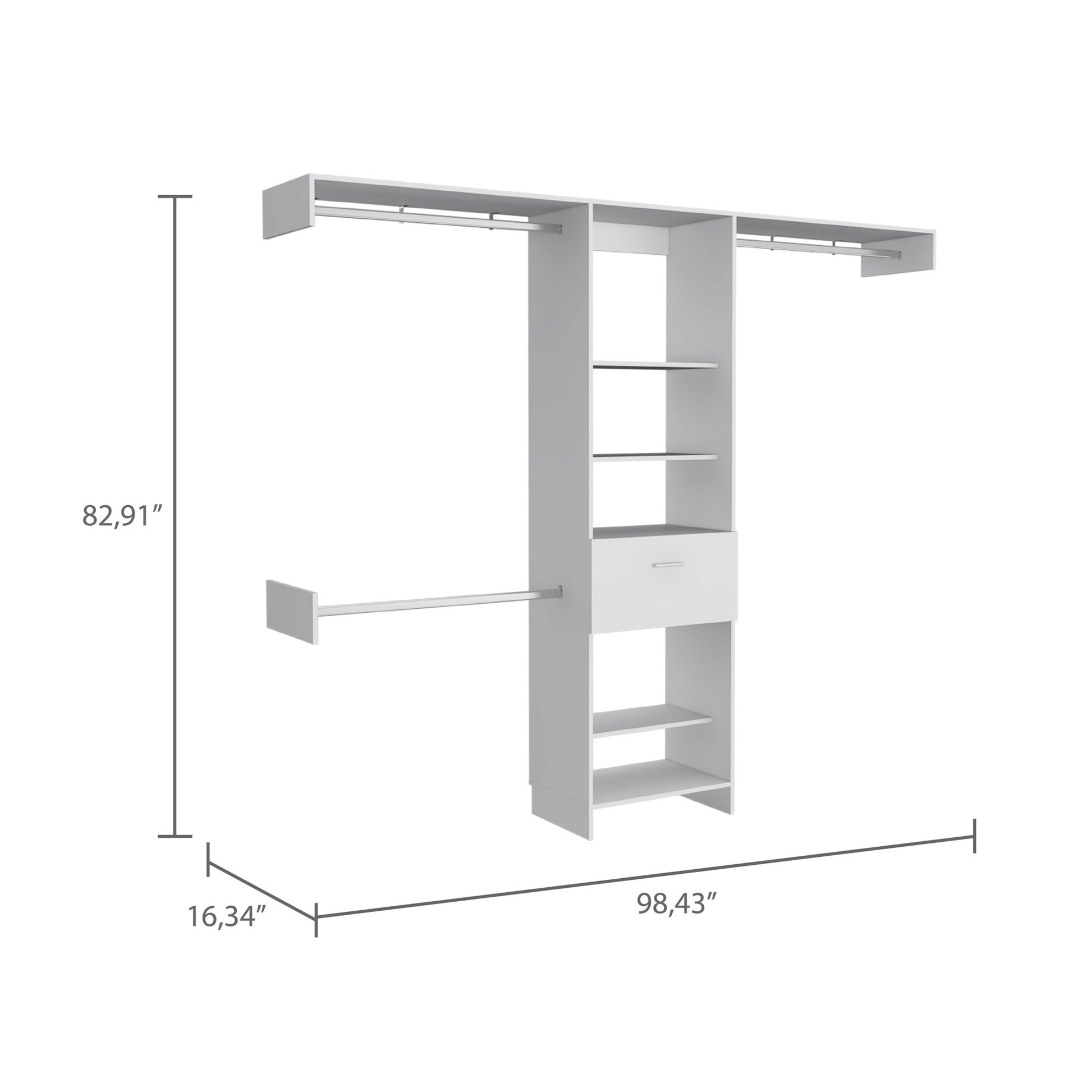 98" Wide White Storage Cabinet - 5 Shelves & 1 Drawer Unit – Duvencioglu