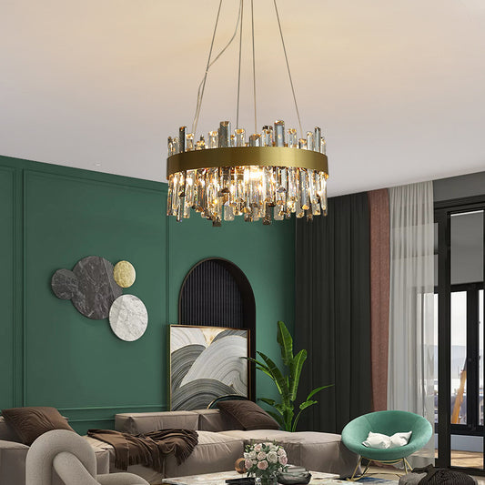 Stainless-Steel Crystal LED Chandelier – 8–20 Lights, 1 m Adjustable Pendant – Duvencioglu