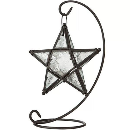 Handcrafted Moroccan-Style Star Lantern with Colorful Glass – Duvencioglu