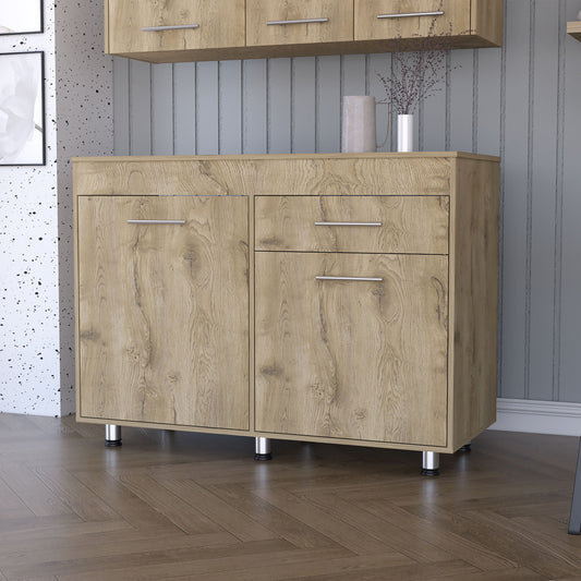 47" Natural Console Accent Cabinet - 3 Shelves & 1 Drawer Storage – Duvencioglu