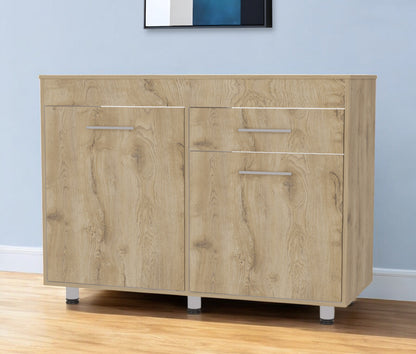 47" Natural Console Accent Cabinet - 3 Shelves & 1 Drawer Storage – Duvencioglu