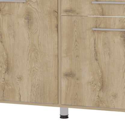 47" Natural Console Accent Cabinet - 3 Shelves & 1 Drawer Storage – Duvencioglu