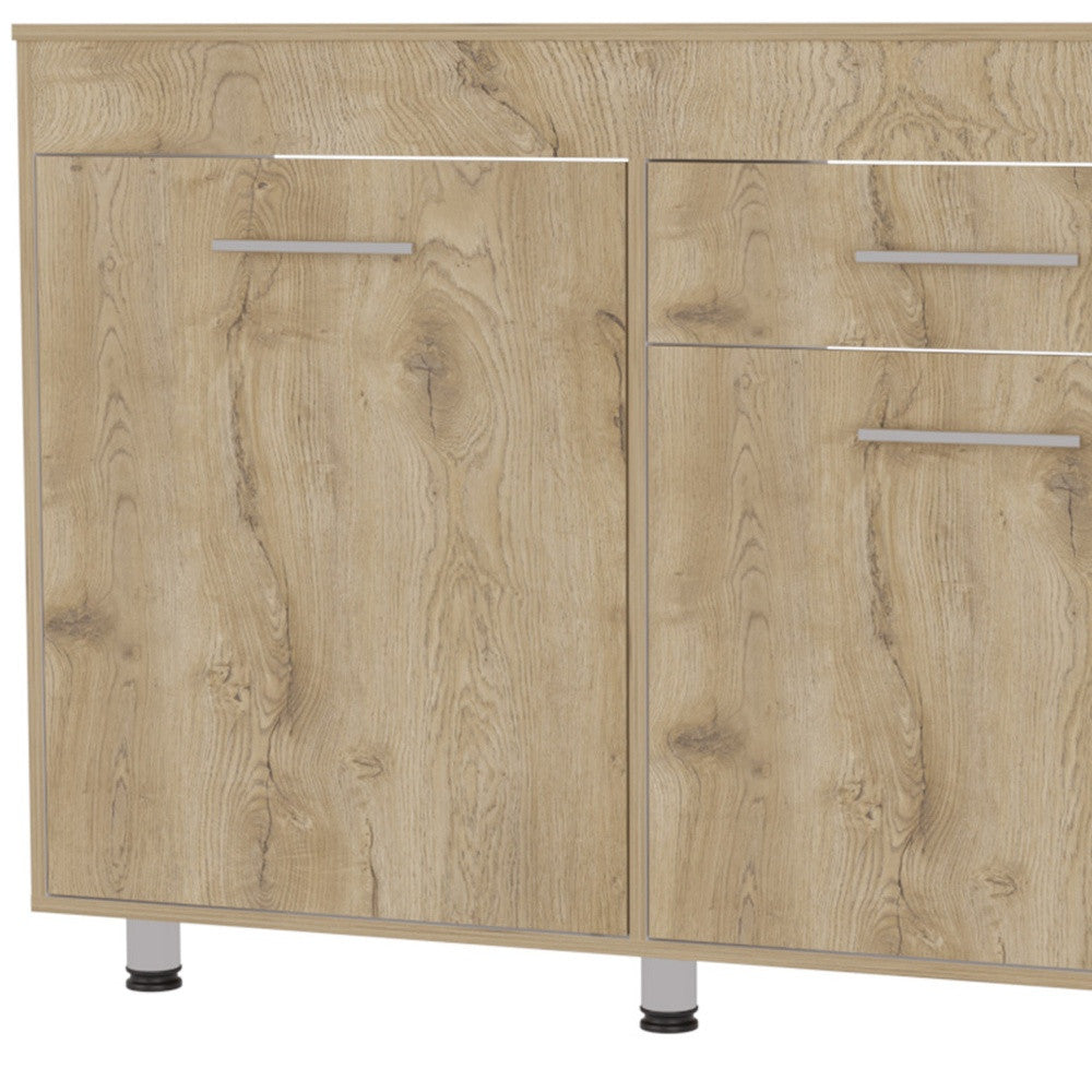 47" Natural Console Accent Cabinet - 3 Shelves & 1 Drawer Storage – Duvencioglu