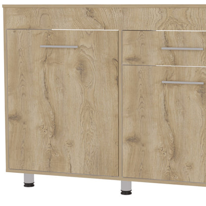 47" Natural Console Accent Cabinet - 3 Shelves & 1 Drawer Storage – Duvencioglu