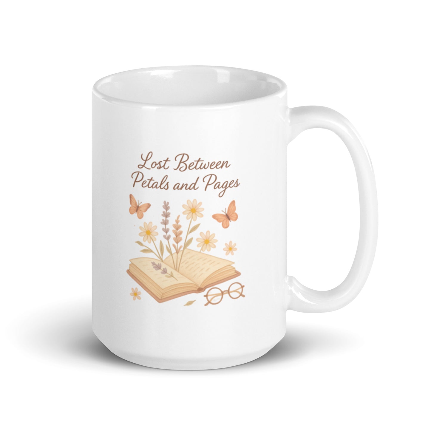 Lost Between Petals and Pages Mug – Vintage Book & Flower Illustration – Whimsical Cottagecore Coffee Cup – Dreamy Reading Gift – Duvencioglu