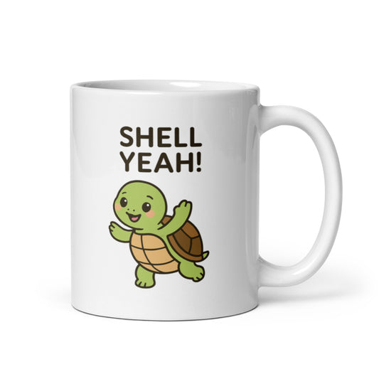 Shell Yeah Turtle Mug – Funny Positive Quote Gift for Happy Souls – Duvencioglu