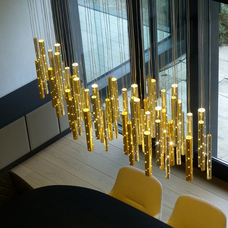 Light-Luxury Hollow-Tube LED Chandelier – 6-Head Bar Pendant – Duvencioglu