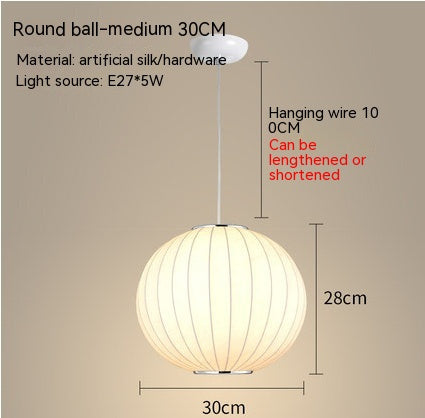 Japanese Silk Fabric Chandelier – Modern Minimalist Pendant (Ø 40 cm) – Duvencioglu