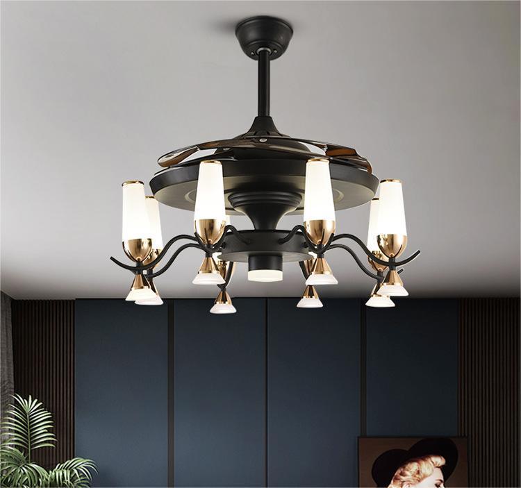 Modern Ceiling Fan Chandelier – 72″ All-Copper Motor & Tri-Color LED – Duvencioglu