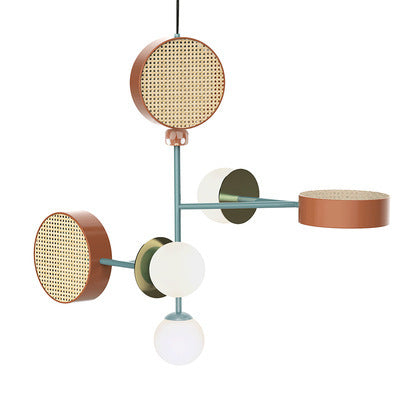 Colorful Multi-Head Glass & Iron Chandelier – Creative Restaurant Pendant – Duvencioglu