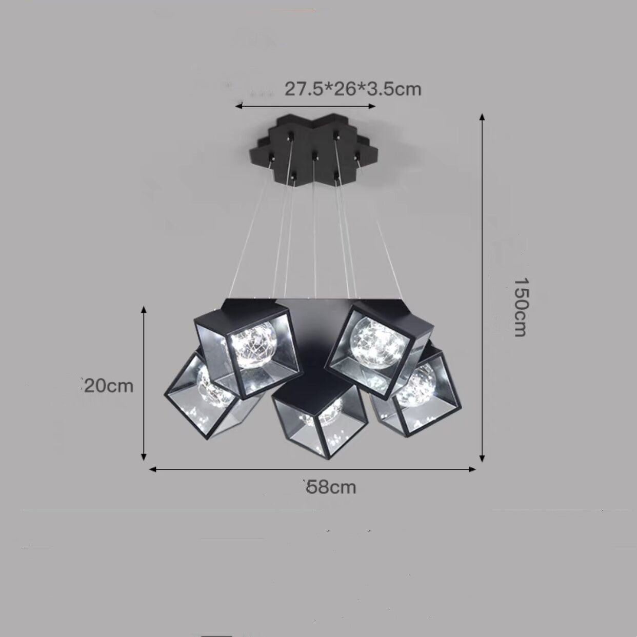 Nordic Star LED Chandelier – 5/7-Arm Iron Pendant Light (Black & White) – Duvencioglu