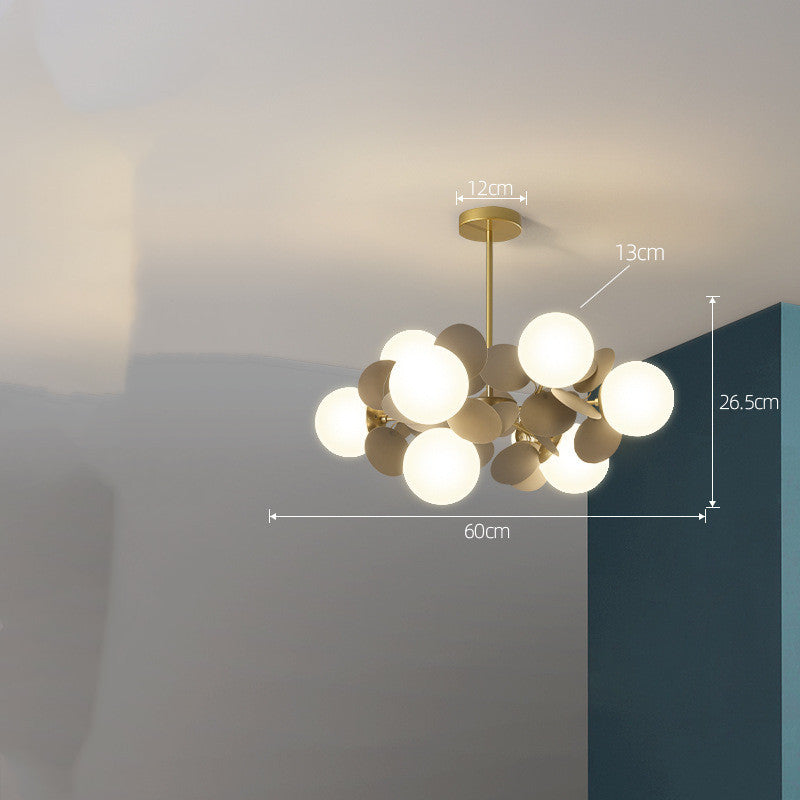 Nordic Minimalist Metal & Glass Chandelier – E27 Pendant Light (White/Grey/Color) – Duvencioglu