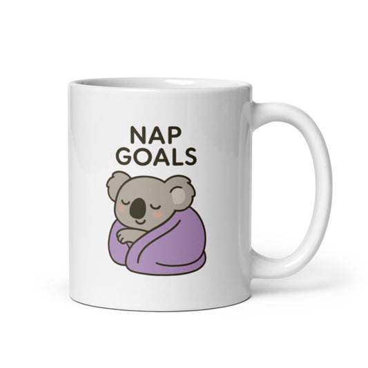 Nap Goals Koala Mug – Cute Sleepy Animal Quote Gift for Cozy Days – Duvencioglu