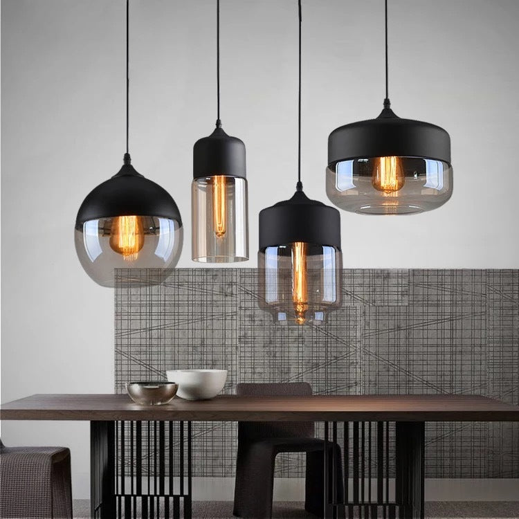 Industrial-Style Glass LED Chandelier – American Vintage Pendant – Duvencioglu