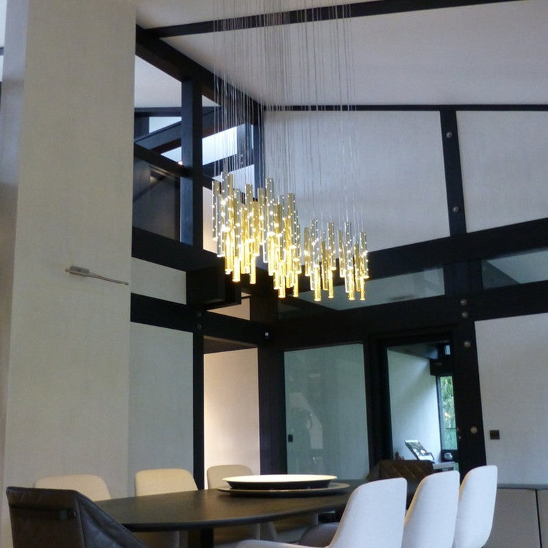 Light-Luxury Hollow-Tube LED Chandelier – 6-Head Bar Pendant – Duvencioglu