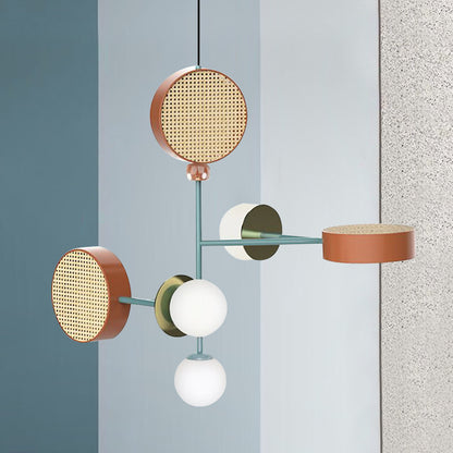 Colorful Multi-Head Glass & Iron Chandelier – Creative Restaurant Pendant – Duvencioglu