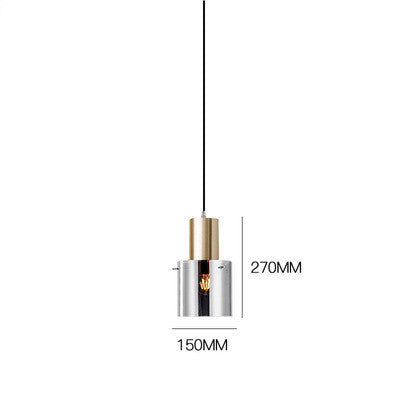 Rose Gold Electroplated Smoky Glass Chandelier – Small Bar & Bedside Pendant – Duvencioglu