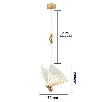 Modern Luxury Butterfly LED Chandelier – 170/220 cm Gold & Rainbow Pendant – Duvencioglu