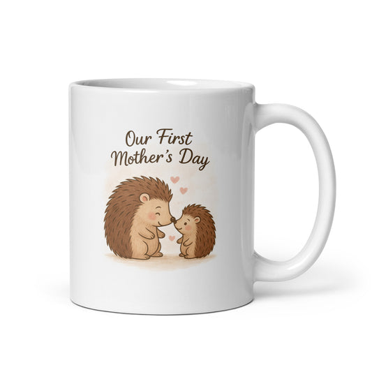 Our First Mother’s Day Mug – Cute Hedgehog Mom and Baby – First Mother’s Day Gift – New Mom Mug from Baby – Woodland Animal Coffee Cup – Duvencioglu