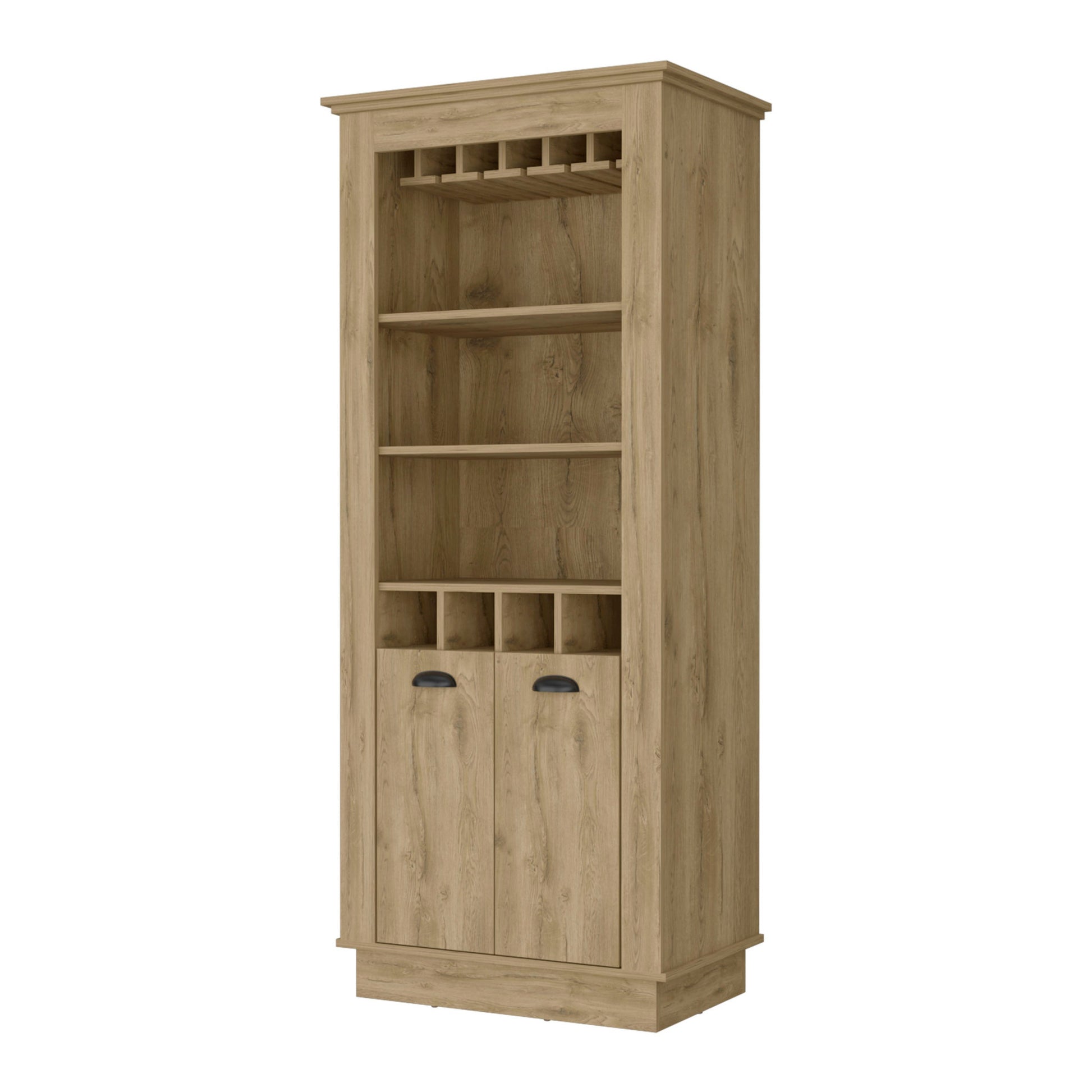 70" Brown Bar Cabinet - Wine Storage Console with Shelves – Duvencioglu