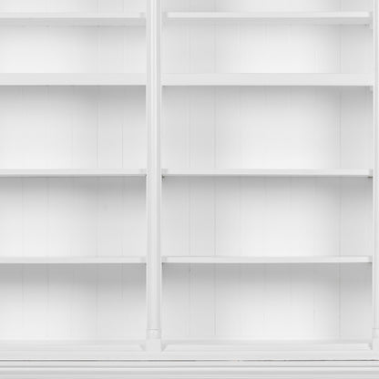 65" White Solid Wood Dining Hutch - Display Cabinet with Fourteen Shelves – Duvencioglu
