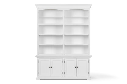 65" White Solid Wood Dining Hutch - Display Cabinet with Fourteen Shelves – Duvencioglu