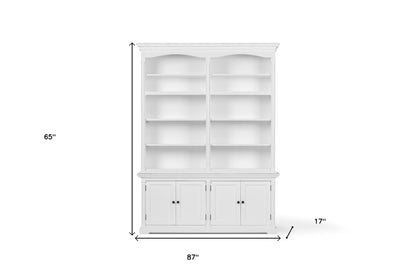 65" White Solid Wood Dining Hutch - Display Cabinet with Fourteen Shelves – Duvencioglu