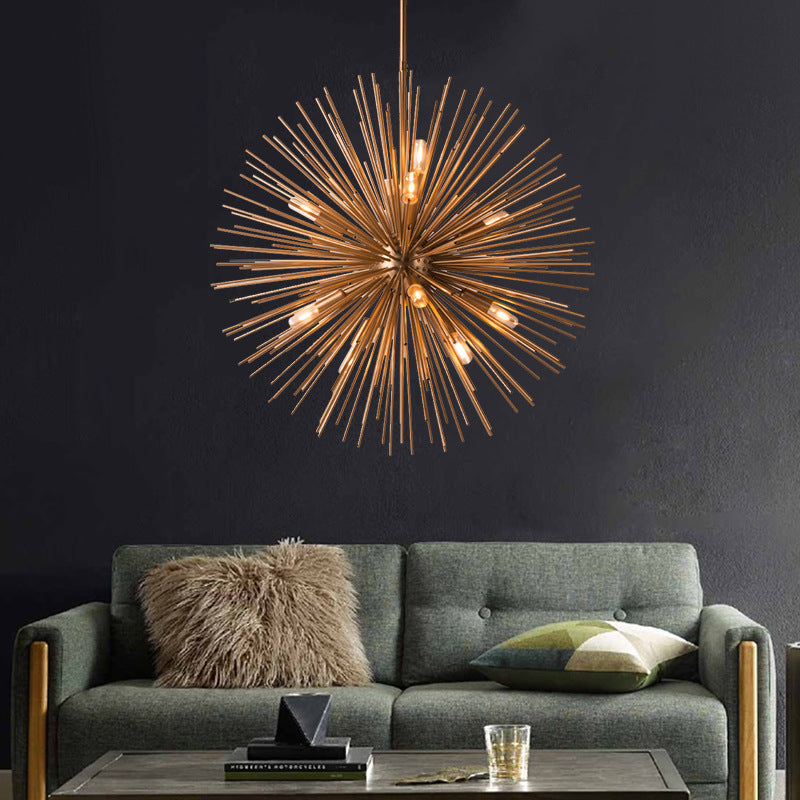 Modern Geometric Sea Urchin Chandelier – Iron Dandelion & Hedgehog Ball Pendan – Duvencioglu