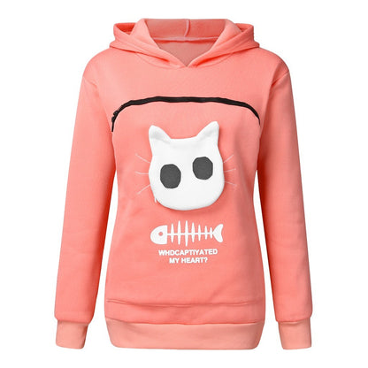 Women's Pet Holder Hoodie Sweatshirt - Cat & Small Dog Carrier Pocket Sweater – Duvencioglu