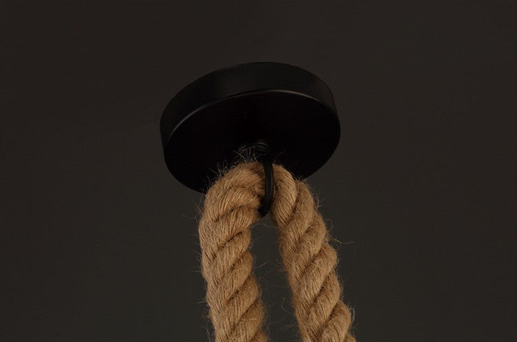 Industrial Hemp Rope Pendant Lamp - Rustic Coffee Shop & Bar Light – Duvencioglu