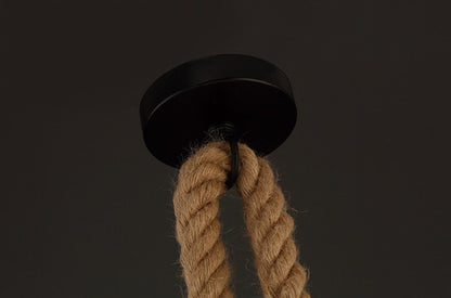 Industrial Hemp Rope Pendant Lamp - Rustic Coffee Shop & Bar Light – Duvencioglu