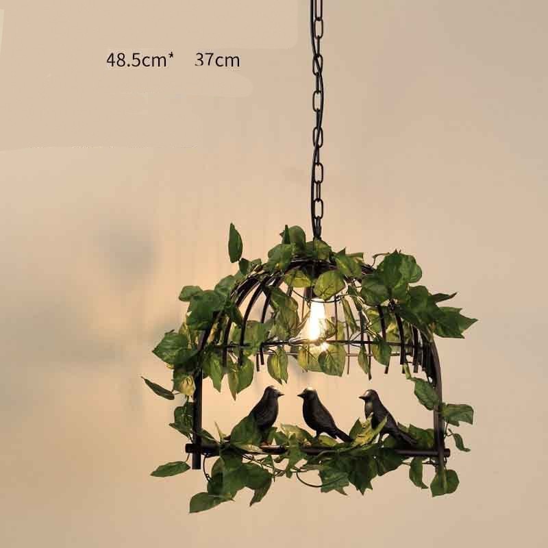 American Walnut & Iron Bar Chandelier – Bird Accent Pendant – Duvencioglu