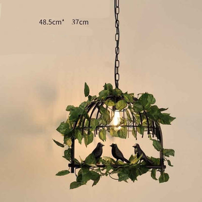 American Walnut & Iron Bar Chandelier – Bird Accent Pendant – Duvencioglu